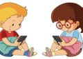 Ilustrasi anak bermain gadget