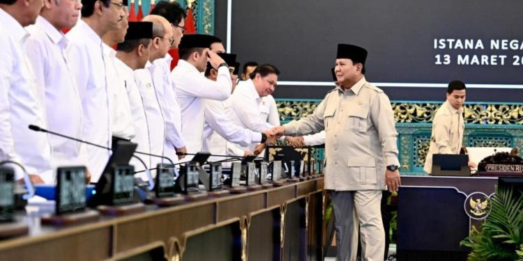 Presiden Prabowo Subianto saat Sidang Kabinet Paripurna yang berlangsung di Istana Negara, Jakarta, Jumat (13/03/2026)