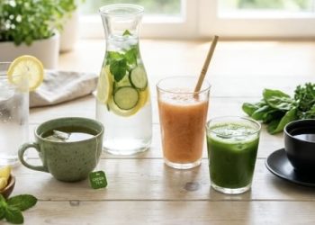 Ilustrasi pilihan minuman sehat.