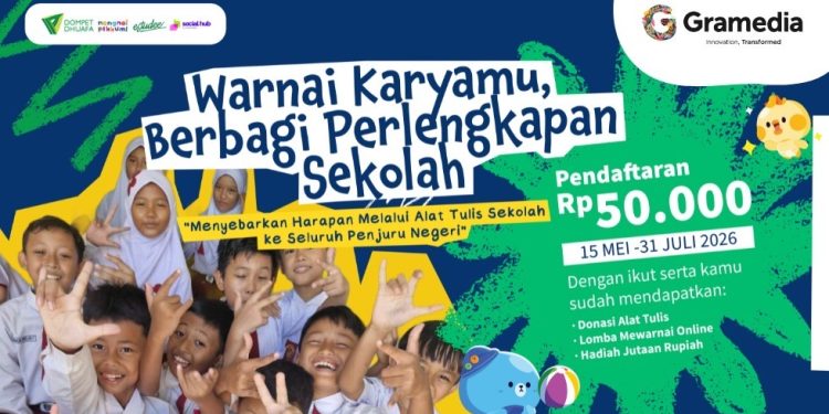 Gramedia bersama Dompet Dhuafa menggelar lomba mewarnai online Happy Family Coloring 2026